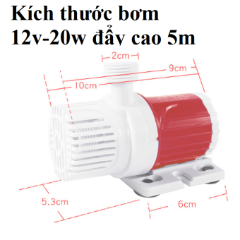 Bơm 12v - Đẩy cao 5m - Không chổi than