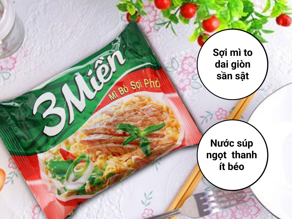 Mì Bò Sợi Phở 3 Miền Gói 65g