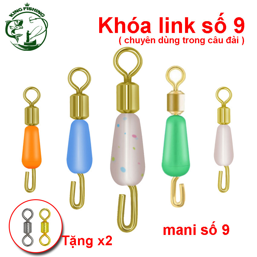[Vỉ 10 cái+quà tặng]khóa link câu đài số 9 cao cấp Kingfishing KF08 chống xoắn và chịu tải lớn, tặng 02 khóa link số 8 cao cấp