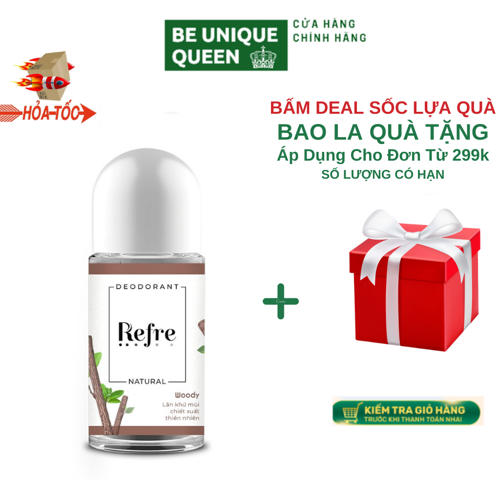 Lăn khử mùi Refre Natural Rosemary Hương Gỗ 40ml