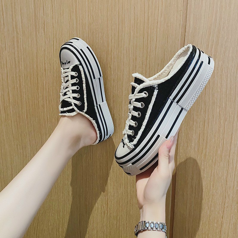 Giày sục nữ hở gót thời trang cái bang rách cá tính-SCB