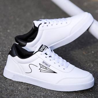 Giày nam bata in logo máy bay kiểu dáng cổ điển, Giày thẻ thao nam có 2 màu đen trắng