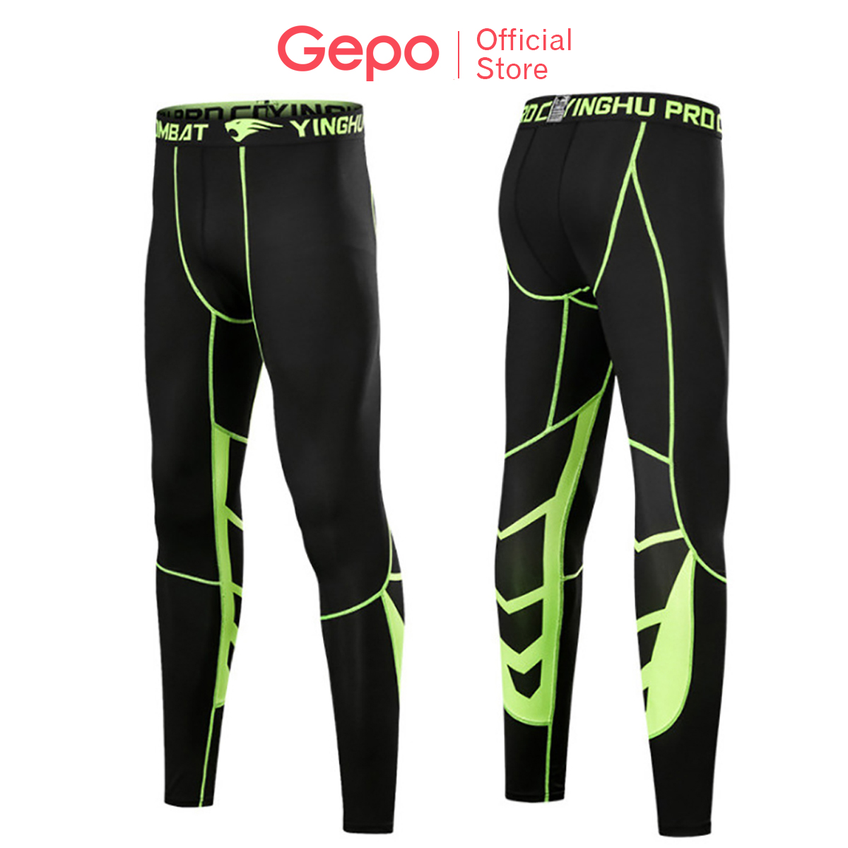 Quần legging, quần giữ nhiệt nam chuyên tập gym & chạy bộ yinghu- màu xanh