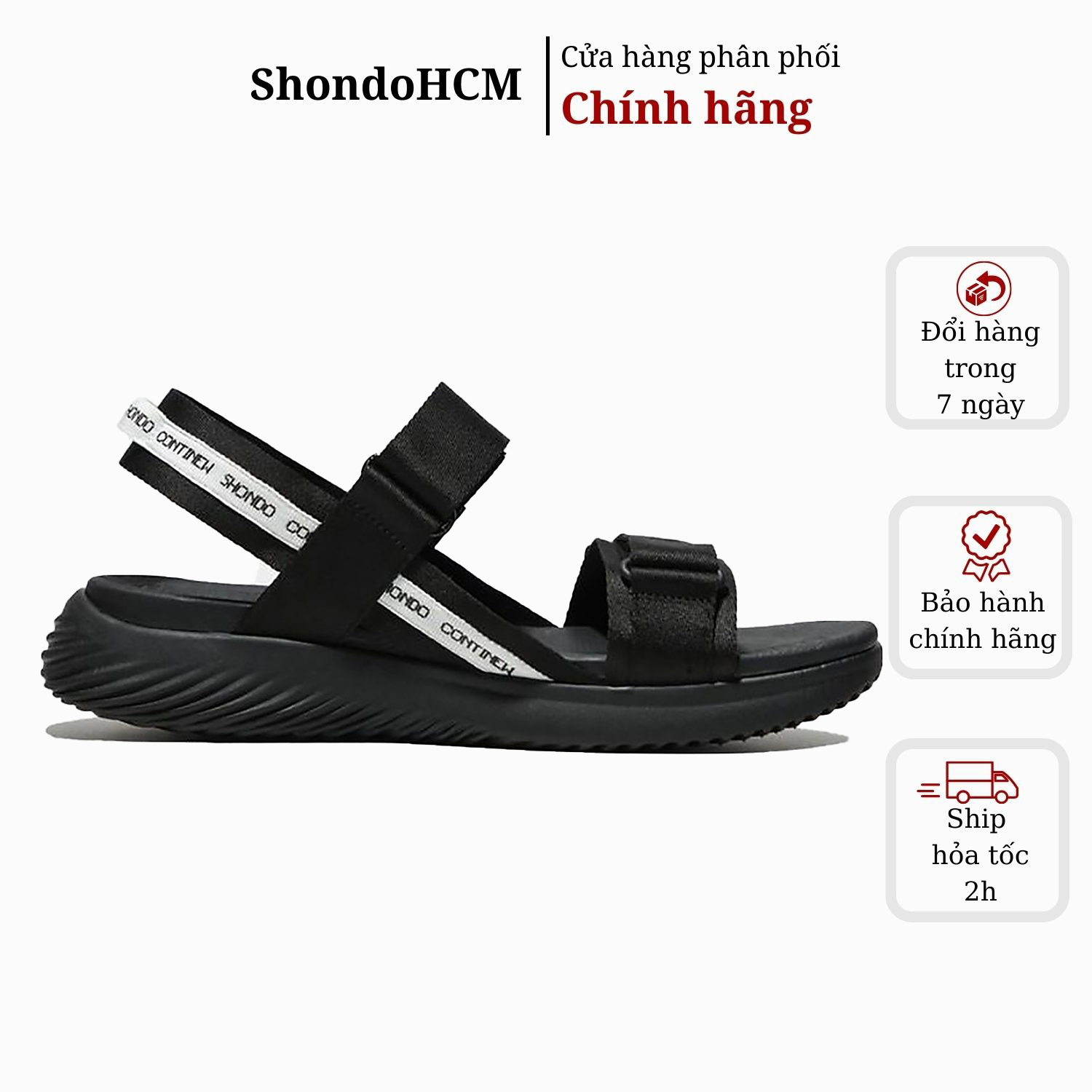 Giày sandal Shondo nam nữ quai ngang đen trắng F6N1016 Shondo chính hãng