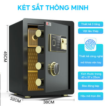 Két sắt điện tử thông minh loại khóa điện tử, vân tay size 45x32x38cm