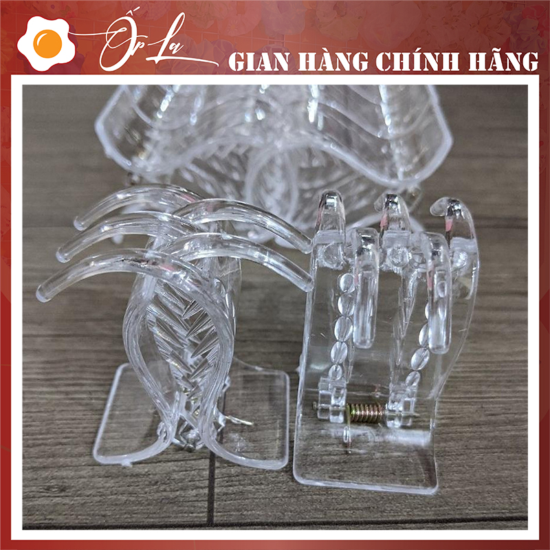 Set 12 kẹp càng trong suốt, kẹp càng cua 5 răng trong, kẹp tóc càng cua
