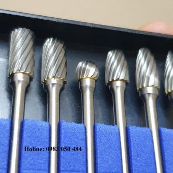BỘ 10 MŨI MÀI KHẮC LÀM LŨA GỖ, KIM LOẠI BẰNG THÉP HỢP KIM VONFRAM dọc đơn phá gỗ siêu nhanh