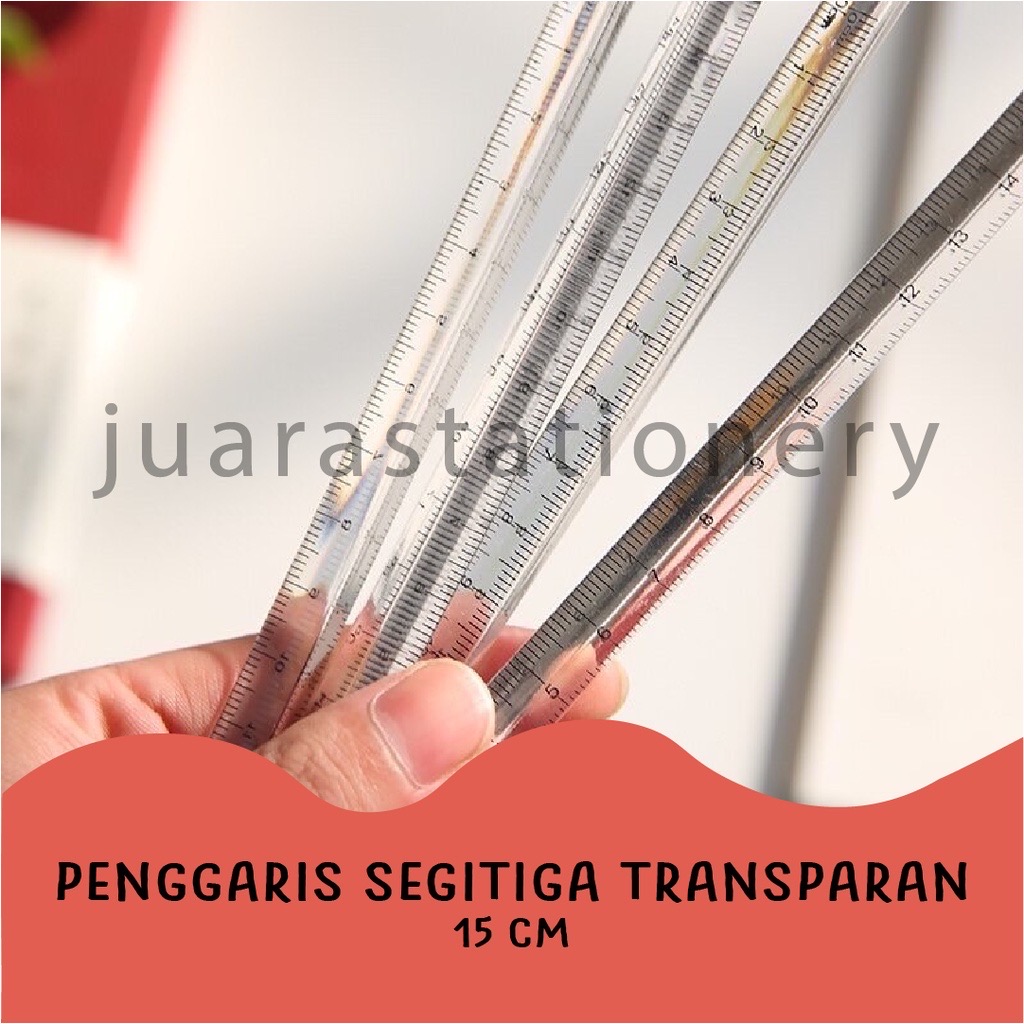 Penggaris Segitiga Transparan / Stationery Sekolah Fancy Pengaris Mistar Ruler Transparant Bening Lucu Unik Langka
