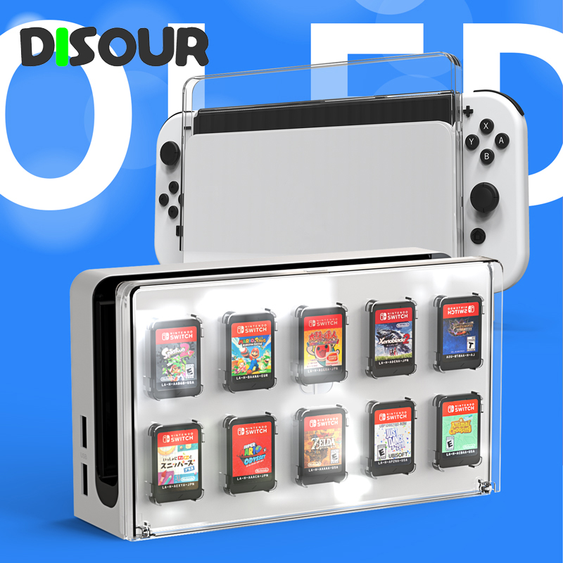 Disour vỏ đế sạc oled cho nintendo switch vỏ cứng pc chống bụi đựng thẻ game cho nintendo switch vỏ trò chơi