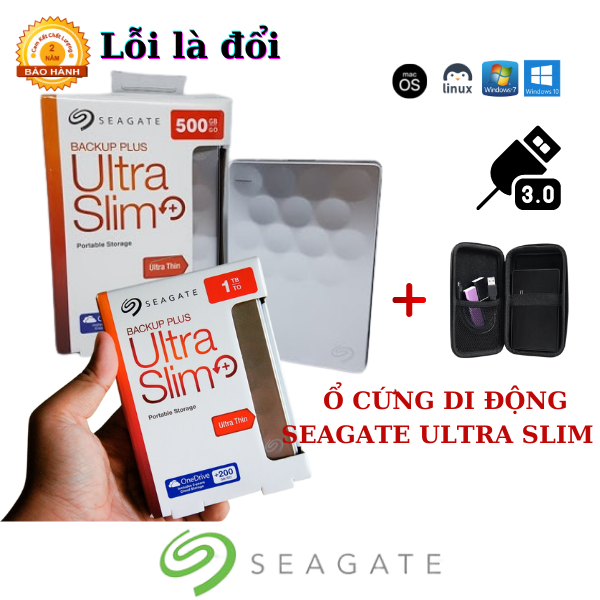 [HCM]Ổ cứng di động HDD Seagate 500GB Backup Plus Ultra Slim Portable 2.5 - Bảo hành 24 tháng 1 đổi 1