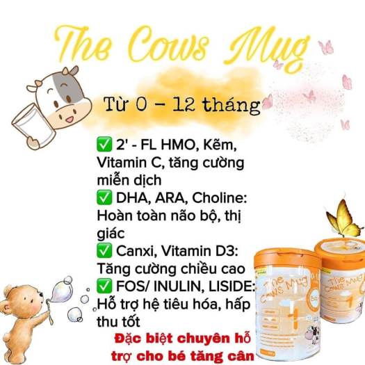 Sữa Bột The Cows mug dành cho trẻ từ 0 đến 12 tháng 900gr