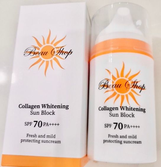 Kem chống nắng collagen-beau shop whitening- sun block/spf-70 pa ++++