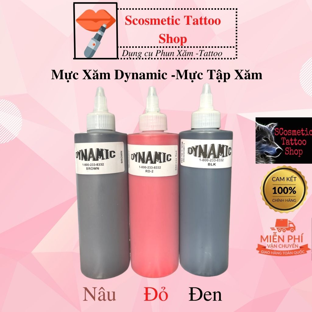 Mực xăm💗freeship💗mực đen dynamic hỗ trợ ae mới vào nghề 240ml
