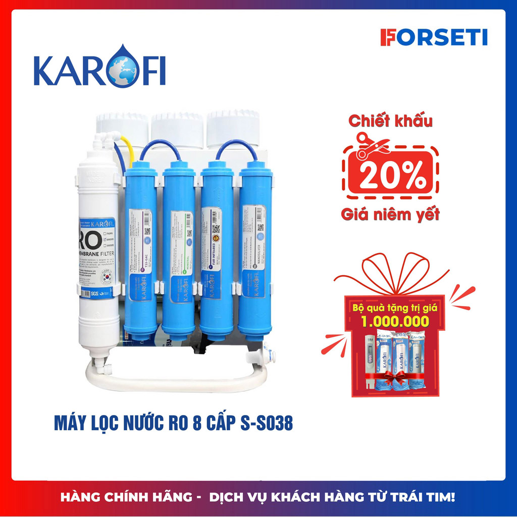 Máy lọc nước Karofi Slim S-s038 - Hàng chính hãng - Bảo hành chính hãng 3 năm