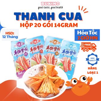 Hộp 20 gói Thanh cua tẩm vị ăn liền nhiều vị gói 14gram, ăn vặt nội địa Trung cay tê siêu ngon hấp dẫn, date tươi mới mỗi ngày