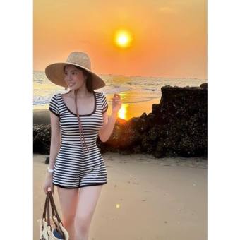 🍒🍒🍒 jum nữ đùi ngắn phù hợp đi biển đen sọc j97