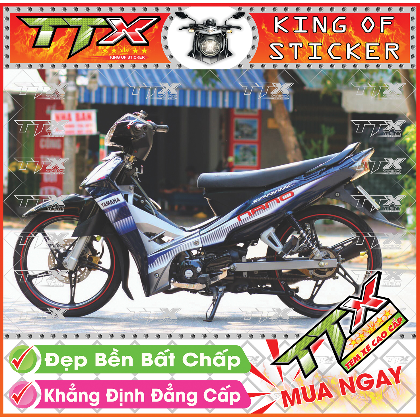 Tem Xe Sirius Xanh Đen Nano Spark - Tem Sirius Nano Spark Đen Xanh Siêu Đẹp - Mẫu Team Sirius Xanh Đen