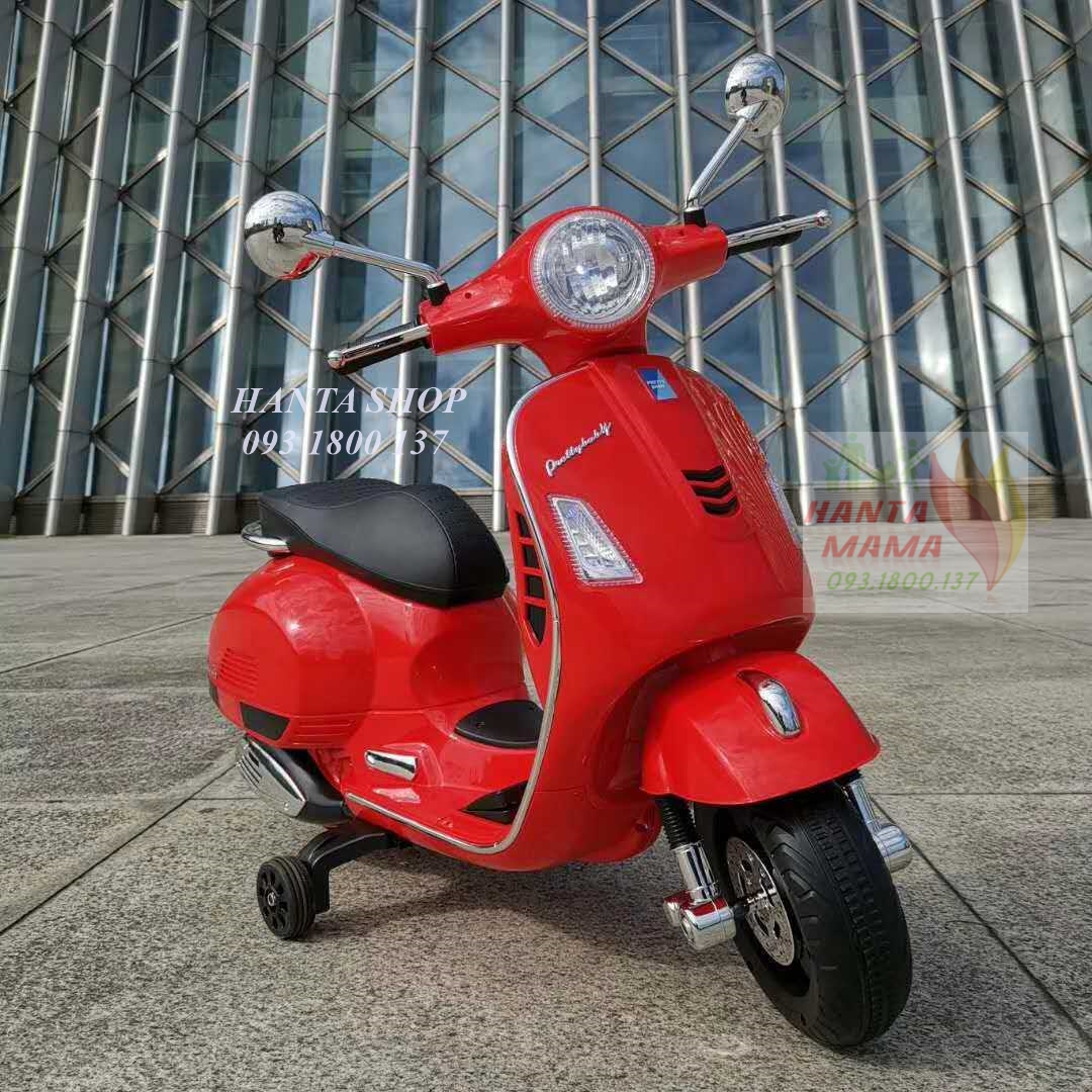 [ LOẠI LỚN ] Xe Máy Vespa Q618 Cho Bé - Xe Máy Điện Trẻ Em Sử Dụng Chân Ga Đa Chức Năng
