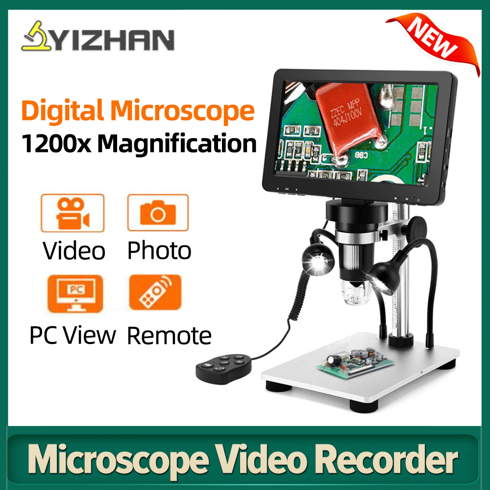 1200X LED Digital Microscope 7" HD Display Video Microscope Clock Repair Skin Detect Industrial Microscope w/ Metal Lifting Base ราคา 2,462 บาท*ส่งฟรี