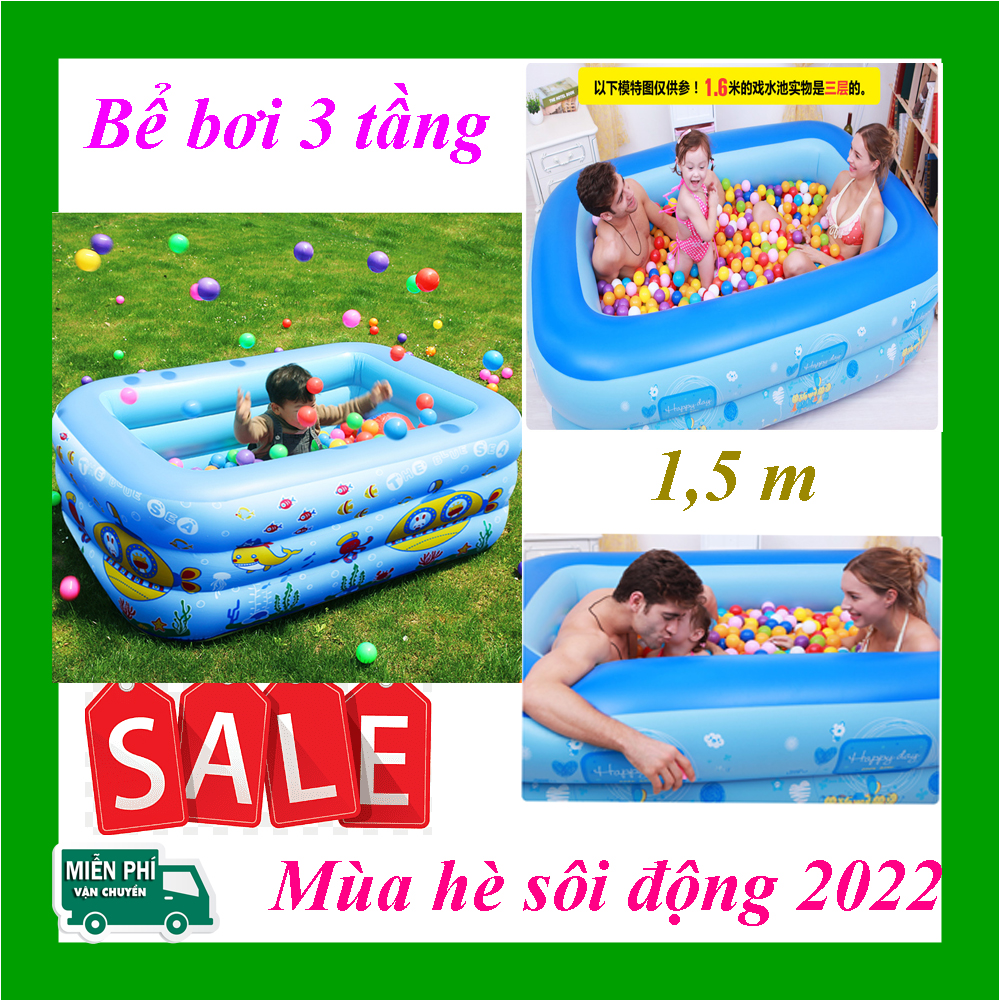 Hồ bơi trẻ em,hồ bơi cho bé,phao tắm cho bé. bể bơi 3 tầng 1,5m. chất liệu nhựa pvc cao cấp chống trơn trượt, an toàn cho bé yêu sử dụng trong mùa hè. săn sale. mua ngay!!!