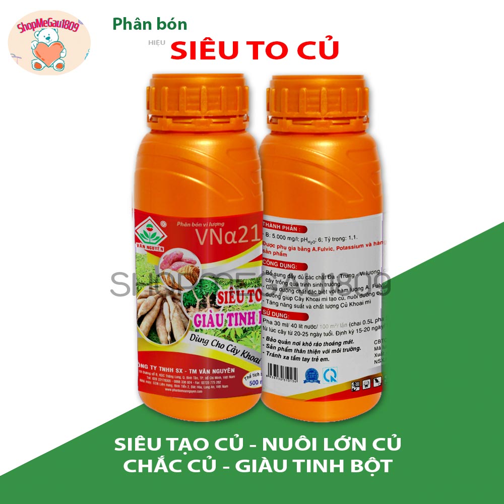 Thanh lý - phân bón siêu to củ chai 500ml_chuyên dùng cho khoai - mì