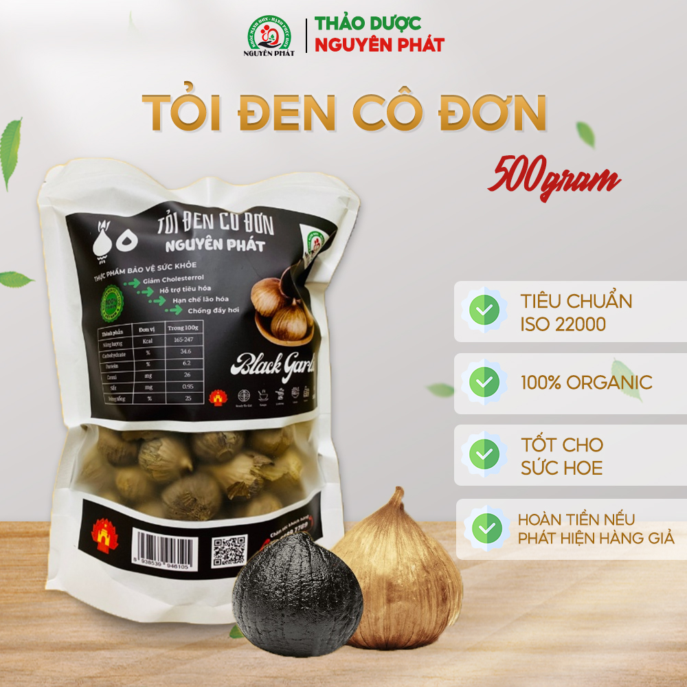 Tỏi đen cô đơn Nguyên Phát 500g - tỏi đen 1 nhánh lên men tự nhiên theo công nghệ Nhật Bản bảo vệ sức khỏe túi 500g
