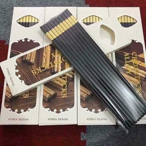 Bộ 10 đôi đũa khảm vàng phong cách Nhật Bản - Bàn ăn - Bếp - Đũa họa tiết đẹp - Đũa không trơn - Bộ đũa cao cấp  - Quà tặng - Đũa chạm khắc - Phụ kiện bàn ăn - Đồ dùng nhà bếp - Đũa hợp kim - Đũa chống mốc - Đũa c