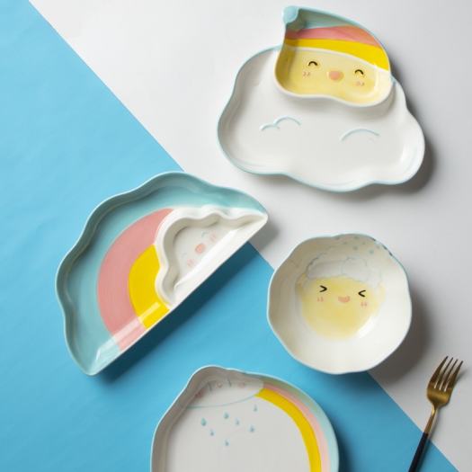 Bộ bát đĩa sứ cầu vồng bát đĩa sứ ăn dặm dễ thương bát đĩa sứ decor