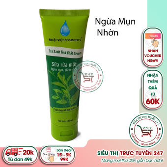 Sữa rửa mặt - Ngừa mụn, nhờn Trà xanh tinh chất Serum Nhật Việt Cosmetics 100ml (Xanh Trắng)Siêu thị trực tuyến 247