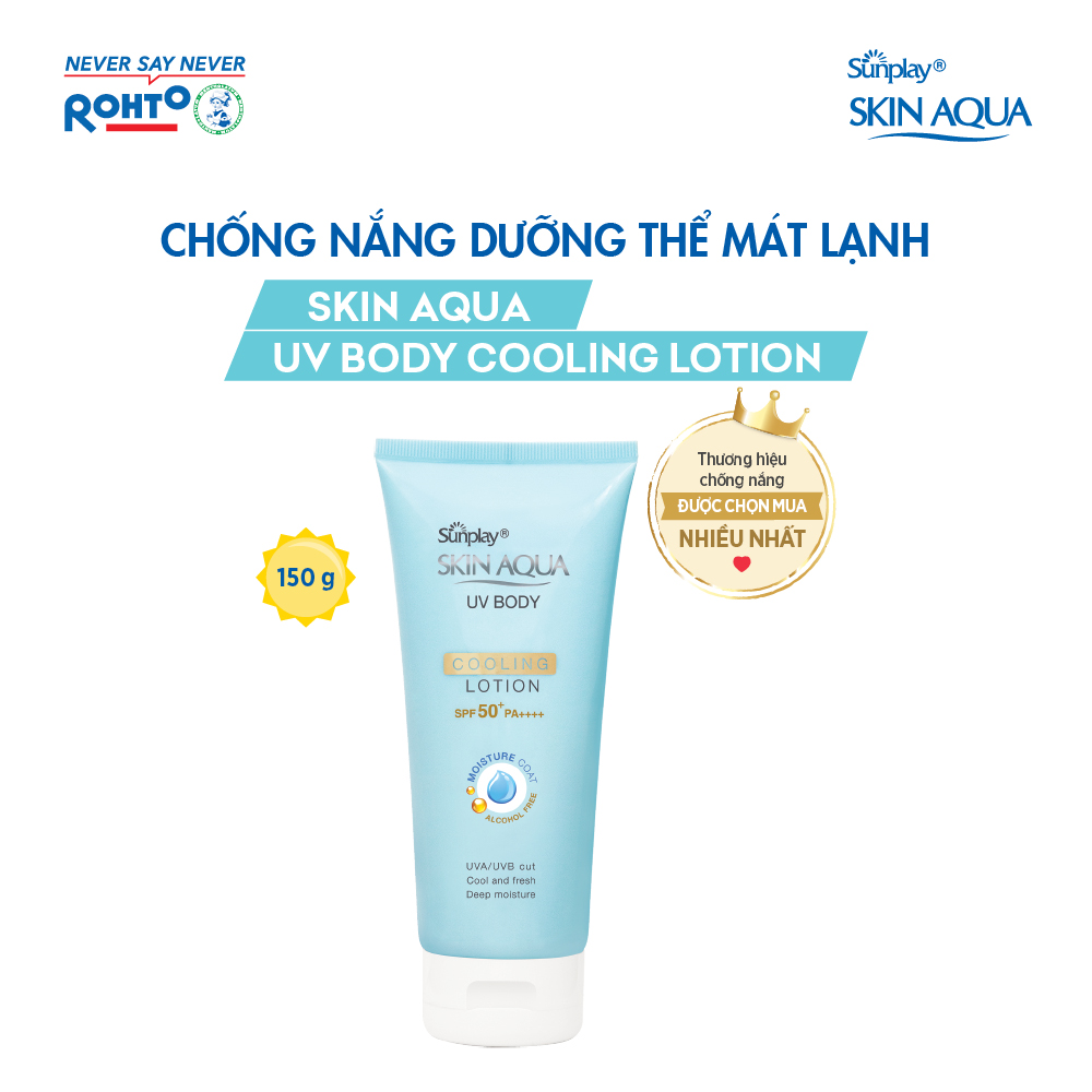 Kem chống nắng body Skin Aqua mát lạnh dùng hàng ngày  Sunplay Skin Aqua UV Body Cooling Lotion SPF 50+ PA++++ 150g