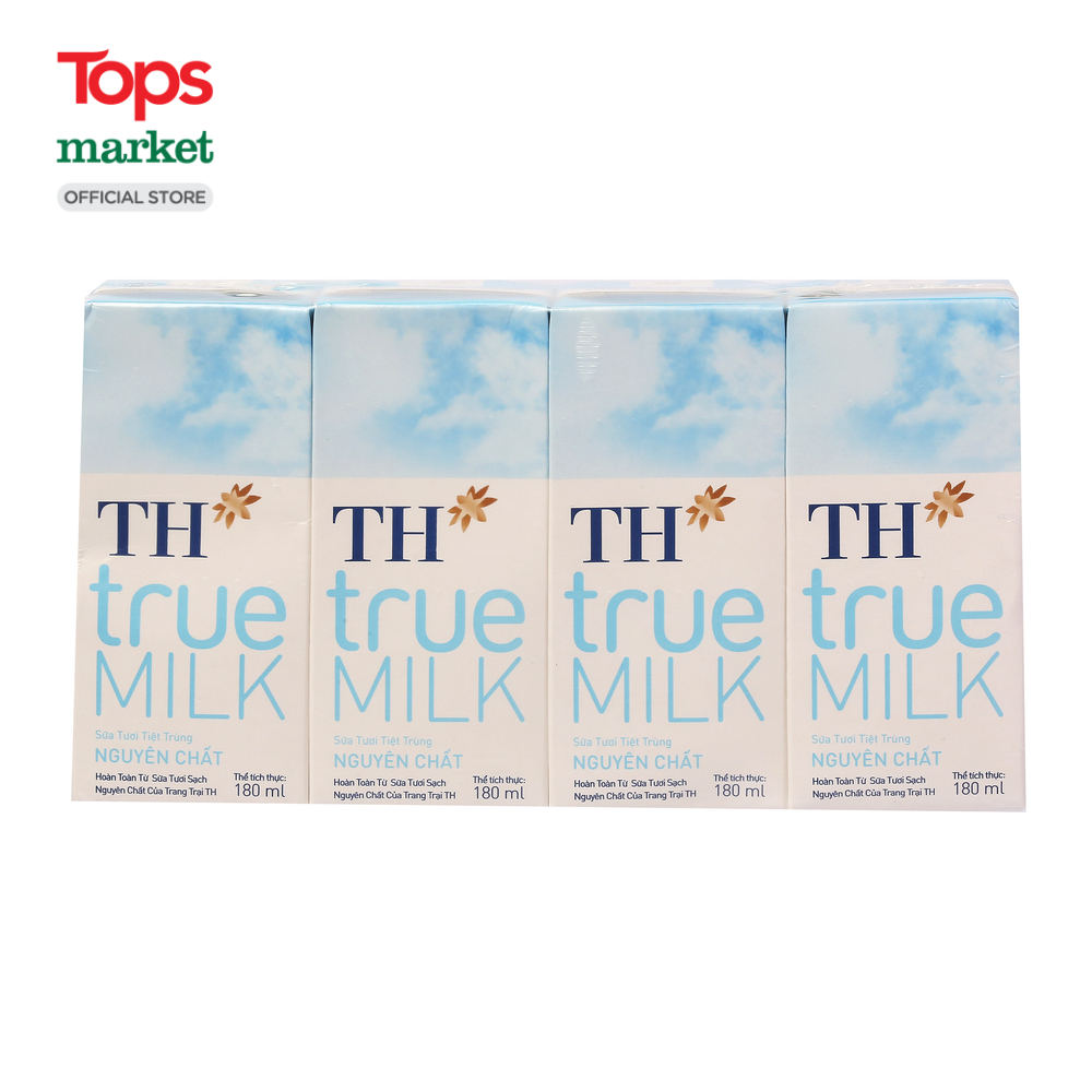 Lốc 4 Sữa Th True Milk Không Đường 180Ml