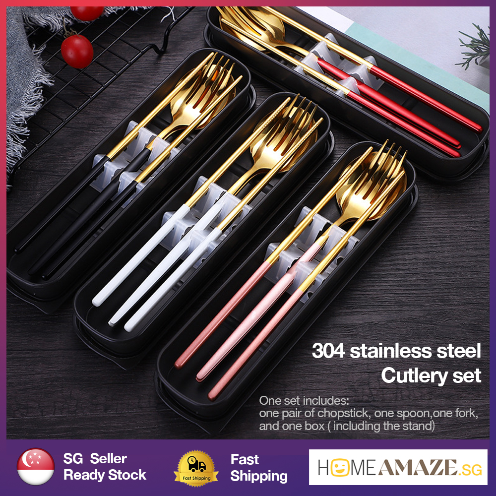 Oseobang Class] Goldun Luxury 24K Gold Spoon & Fork 1 Person Gift Set  (Spoon 1P + Chopsticks 1 Pair + Fork 1P)