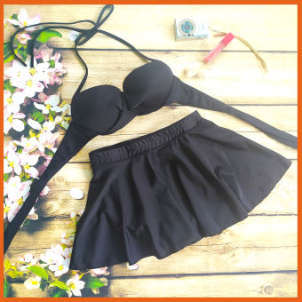 Đồ bơi bà bầu, bikini bầu thun lạnh co giãn thoải mái dạng váy đen