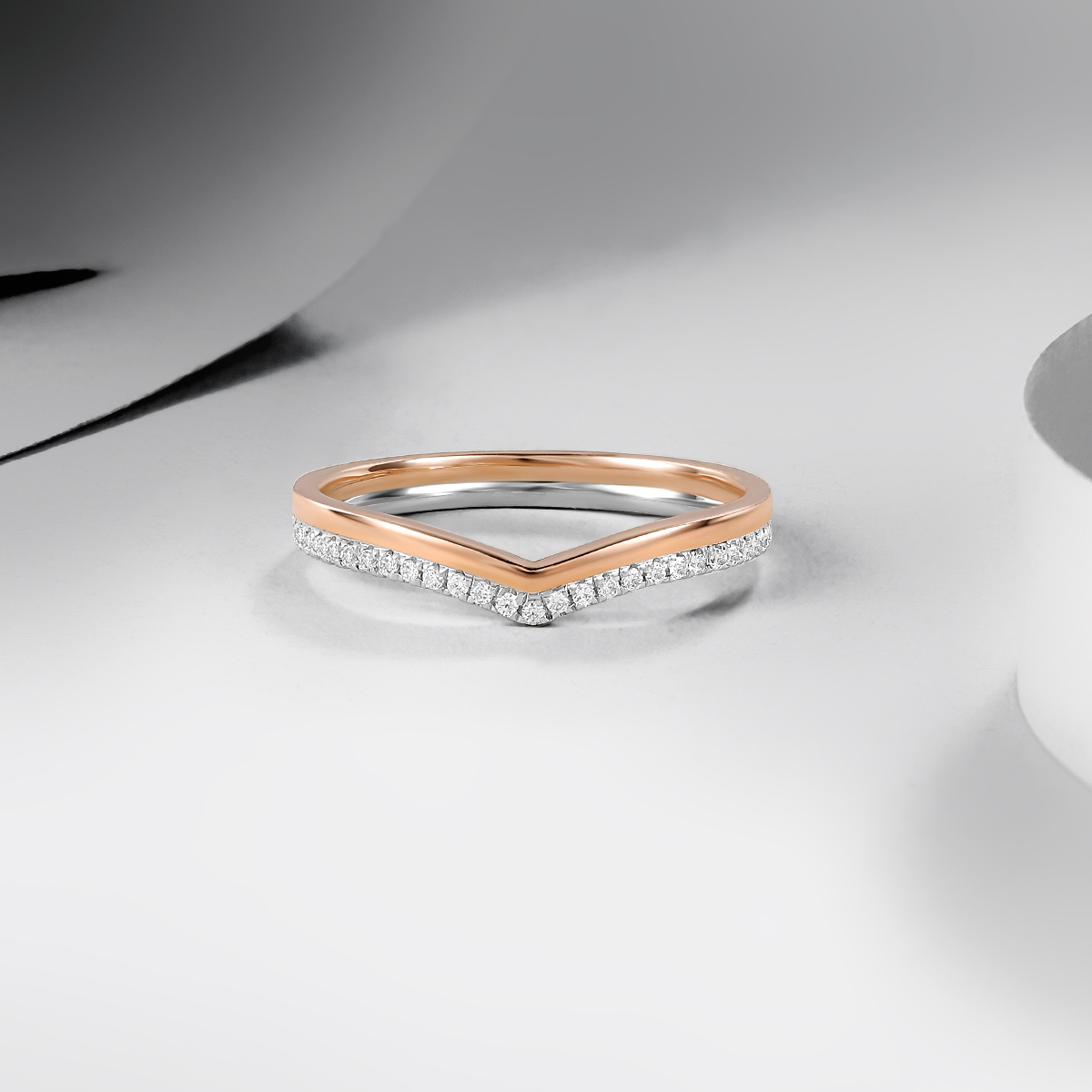 แหวนแต่งงานเพชร Colette จาก Rio Diamonds / แหวนแต่งงาน ทองคำขาวและชมพู 18K