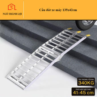 Cầu dắt xe máy (Dốc lên xe) hợp kim nhôm 135x42cm cho thềm nhà từ 41- 45cm