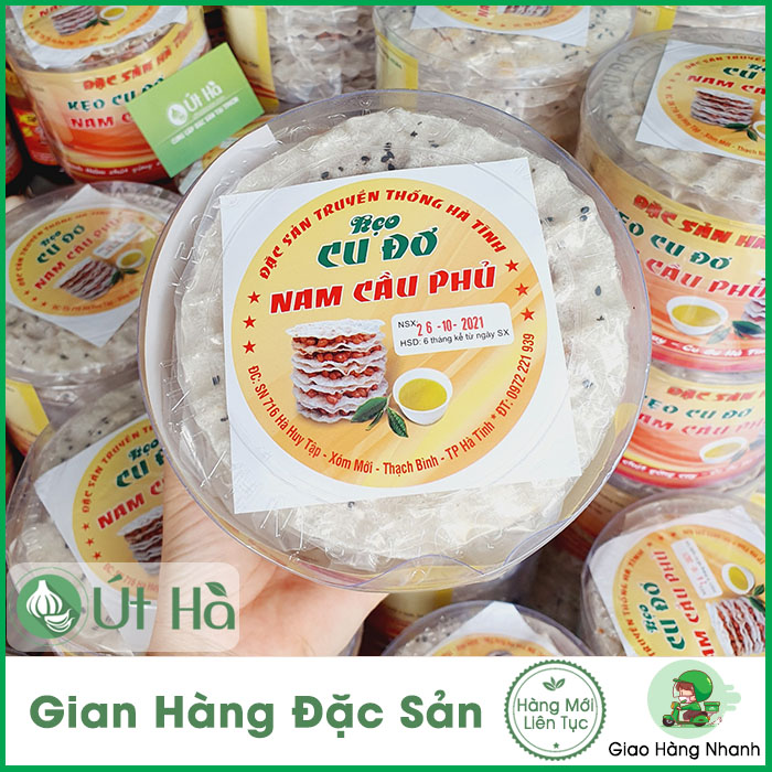 Kẹo Cu Đơ Hà Tĩnh Nam Cầu Phủ HỘP NHỰA 5 Miếng Thơm Ngon Loại Đăc Biệt - Út Hà Đặc Sản