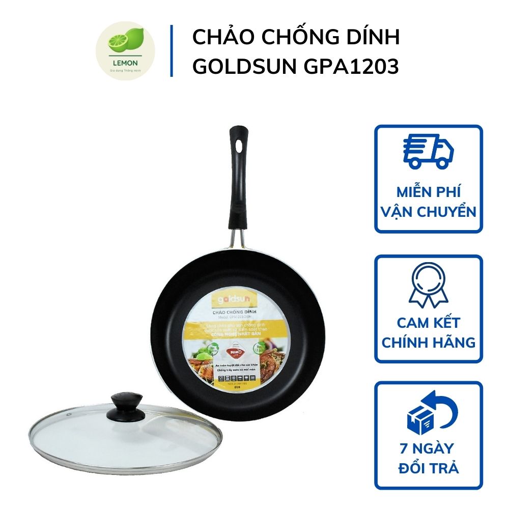 Chảo chống dính bếp từ gpa1203 goldsun - chảo xào, chiên, rán đa năng có nắp vung