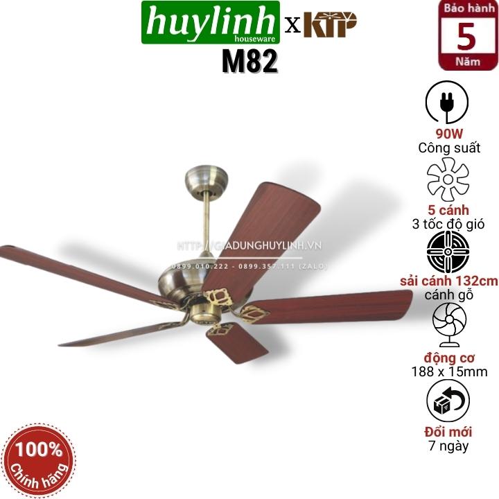 Quạt trần 5 cánh gỗ kim thuận phong ktp m82 - 5 cánh