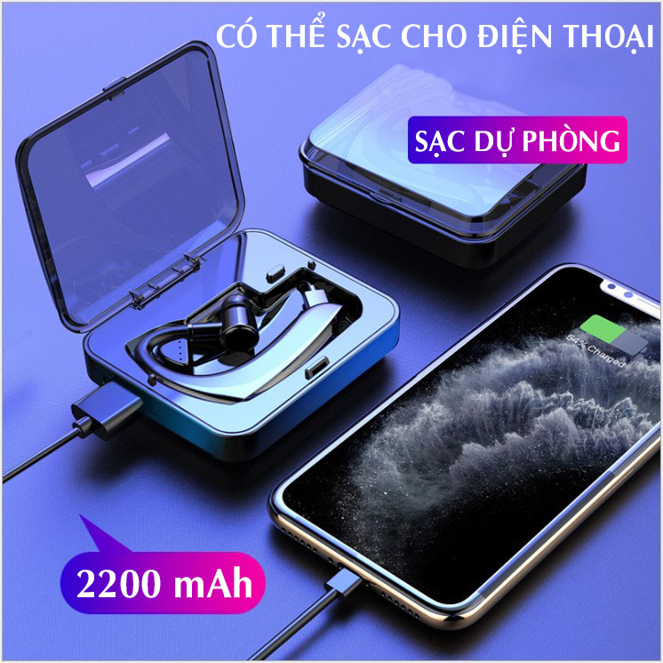 Tai nghe Bluetooth M20 kết nối 5.0, kết nối 2 điện thoại cùng một lúc, Pin 300mAh, Cốc sạc kiêm Sạc dự phòng 2200mAh, nghe nhạc lên đến 30 giờ - Tai nghe bluetooth khong day, Tai nghe nhet tai khong day
