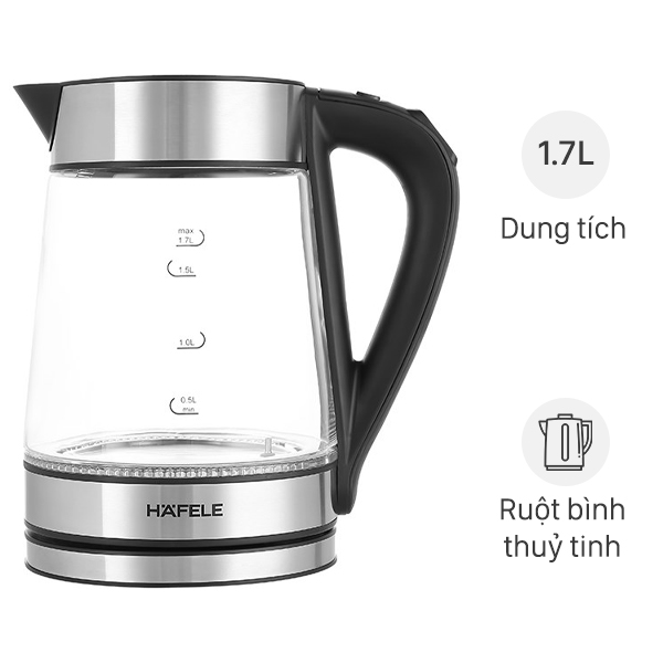 Ấm đun siêu tốc hafele t-602c - 535.43.732 - 1,7l - hapos