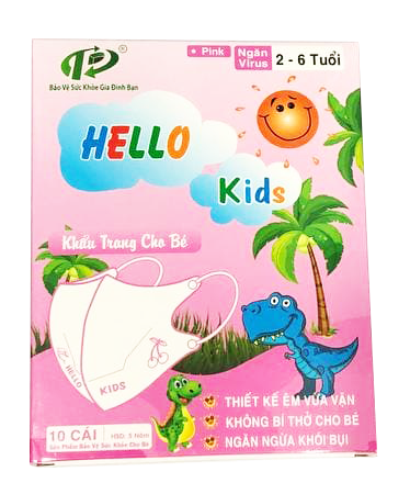 Khẩu trang 3d hello kids cho bé - màu hồng
