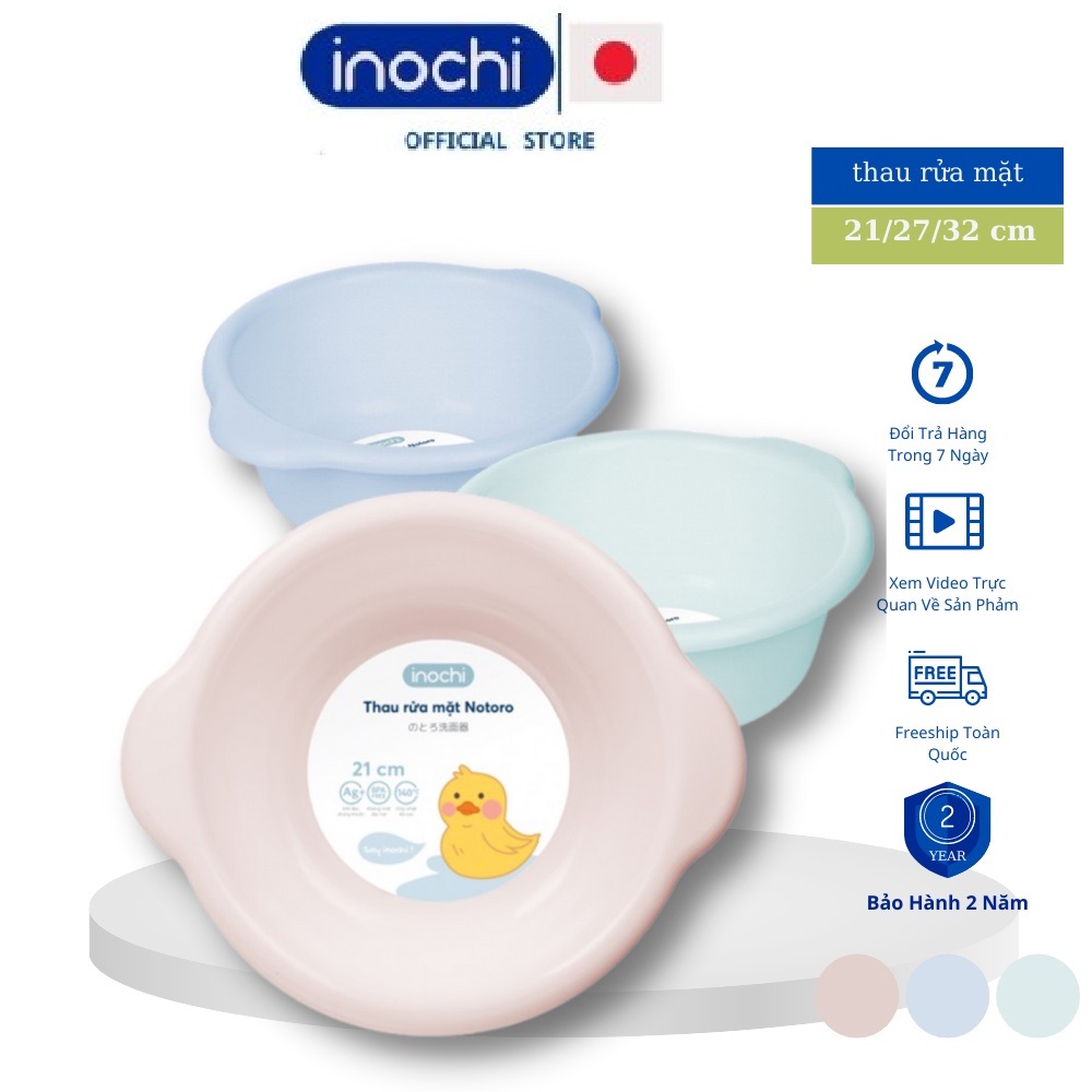 Chậu rửa mặt, thau nhựa Notoro inochi cho bé thau nhựa tắm gội đầu chậu nhỏ rửa mặt cho bé size 21/27/32/38cm