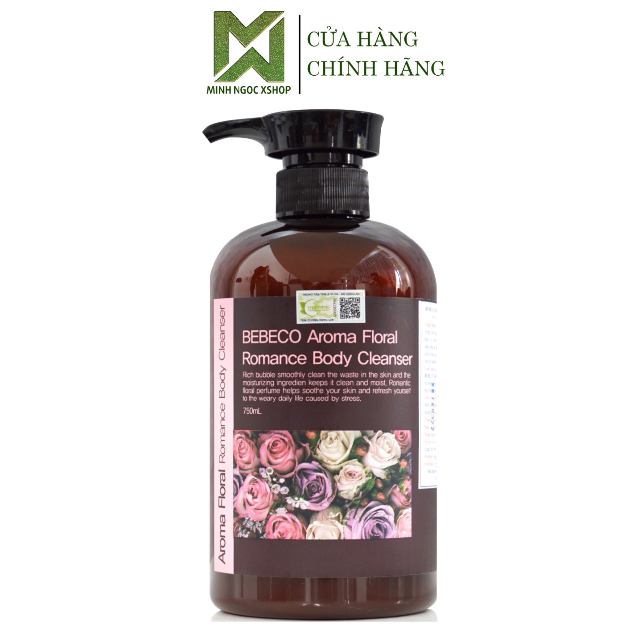Sữa tắm Bebeco, sữa tắm nước hoa hương thơm lãng mạn Bebeco Aroma Floral Romance Body Cleansenr 750ml