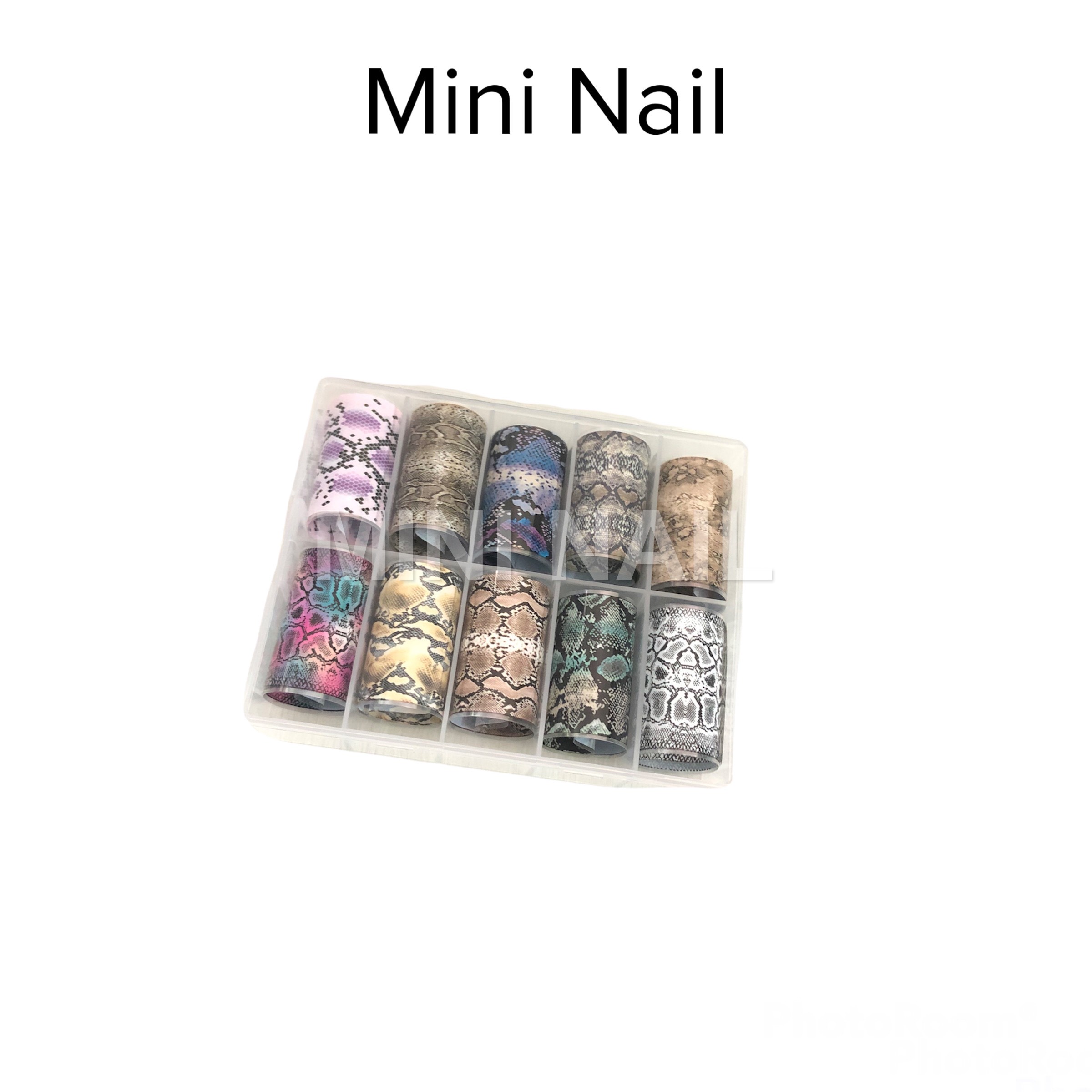 Set 10 tấm foil vân đá, thương hiệu, ren, bướm, noel, halowen, vân da báo trang trí móng tay