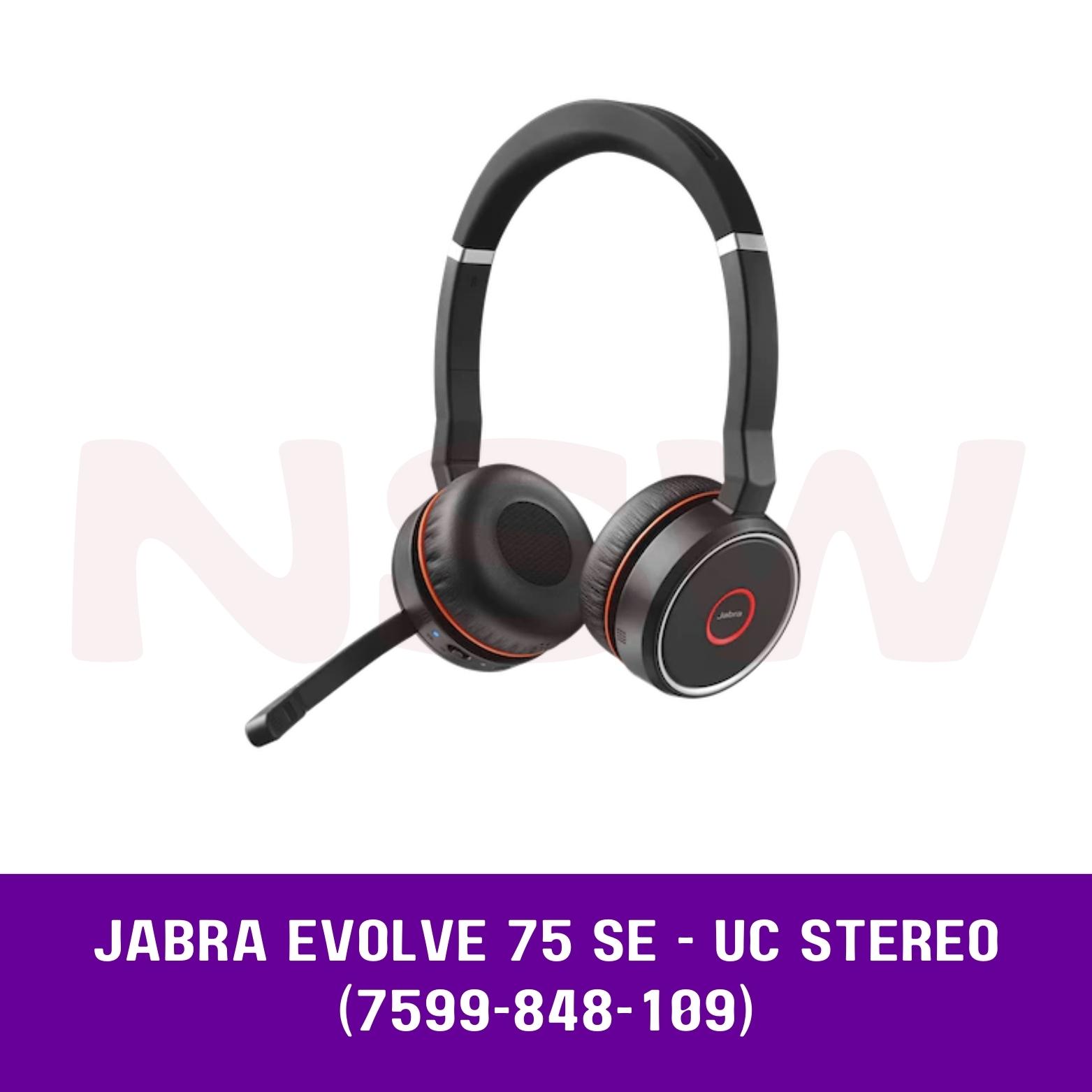 Jabra Evolve 75 SE UC Stereo - headset - with charging stand - 7599-848-199  - Wireless Headsets 