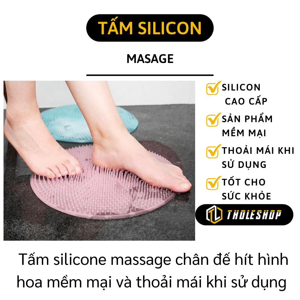 Tấm massage chân - Tấm massage chân đế hít hình hoa - Tấm silicone chà lưng. massage lưng đế hít chắc chắn