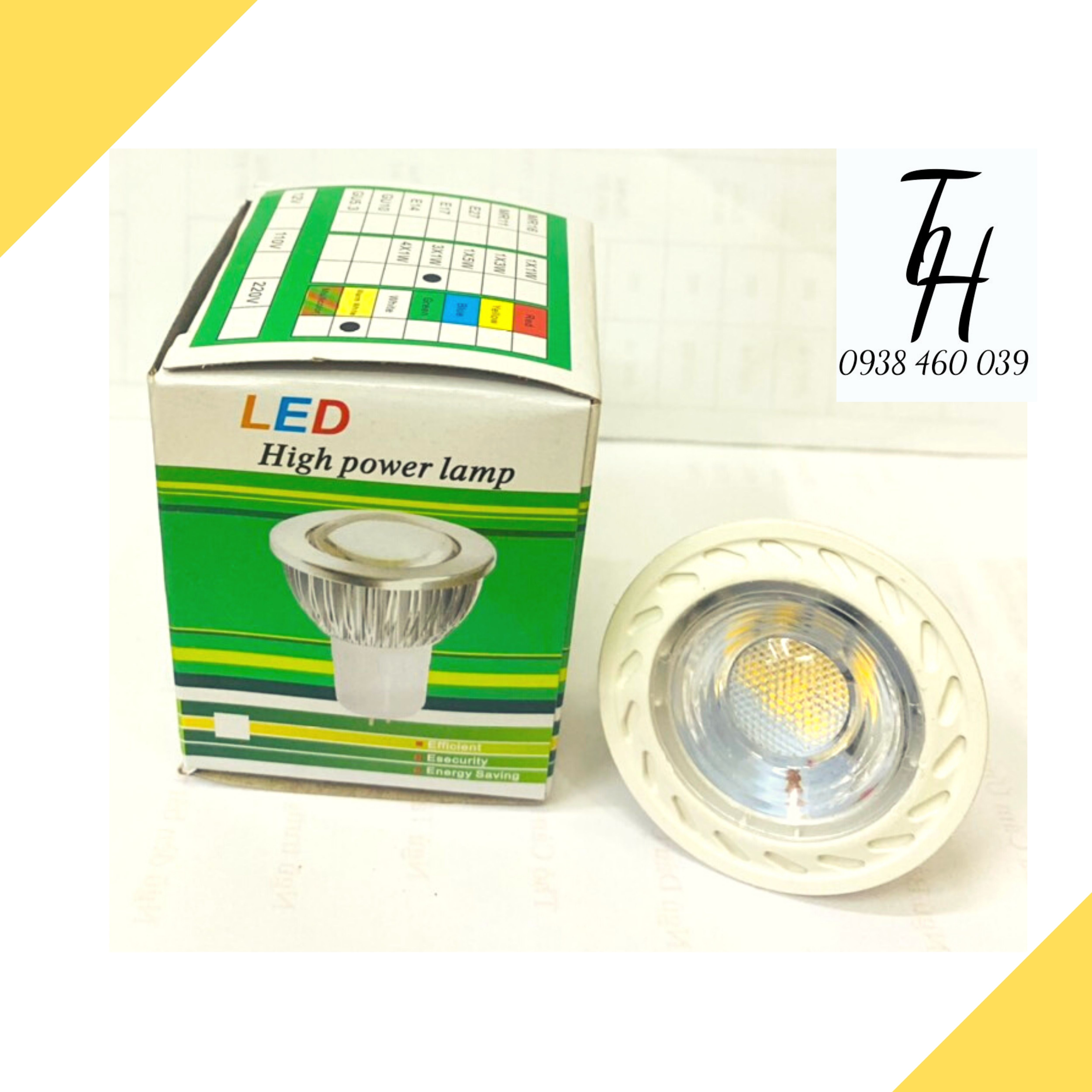 Bóng chén led mắt ếch 3W chân ghim GU5-3 ánh sáng trắng, vàng