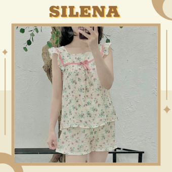 Đồ Bộ Nữ Mặc Nhà Dễ Thương Bộ Ngủ Đũi Mùa Hè Hoa Nhí Quần Đùi Chất Mát SILENA 226