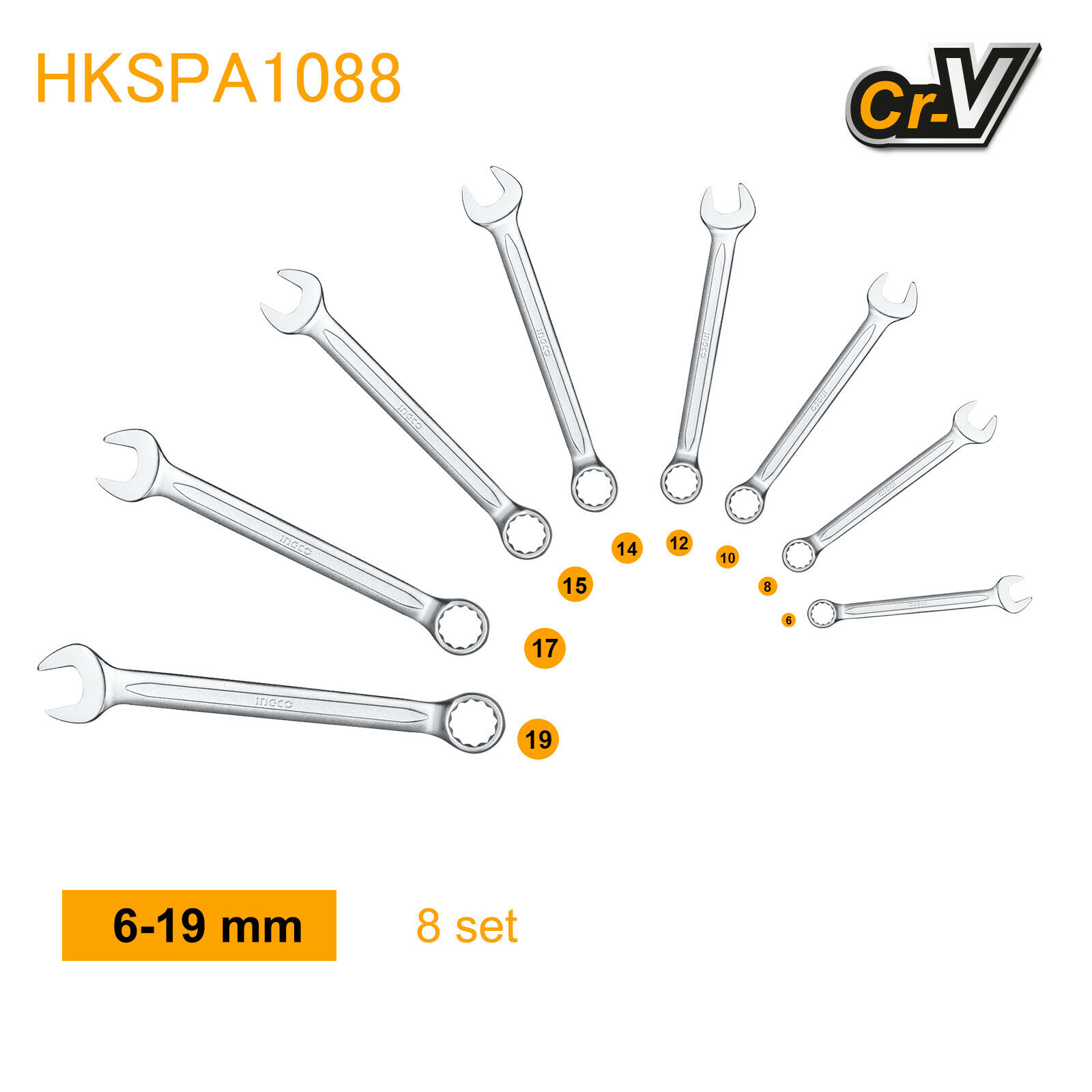 Combination Spanner Set Ingco hkspa1088-i