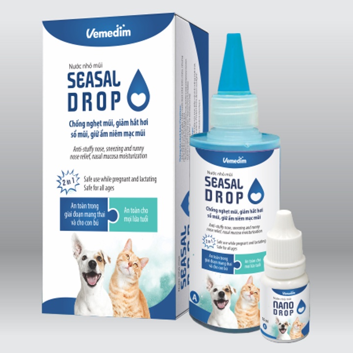 Vemedim Seasal Drop nước nhỏ mũi chó mèo, chống nghẹt mũi, hắt hơi